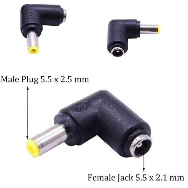 DC Power Connector Adapter 90 Degree Angle